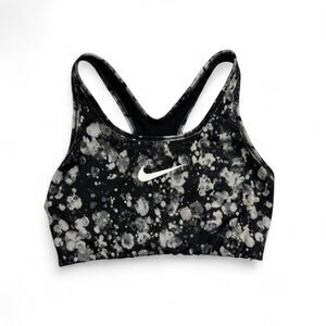 Nike Women’s Black White Splatter Print Sports Bra Size M Racerback Activewear